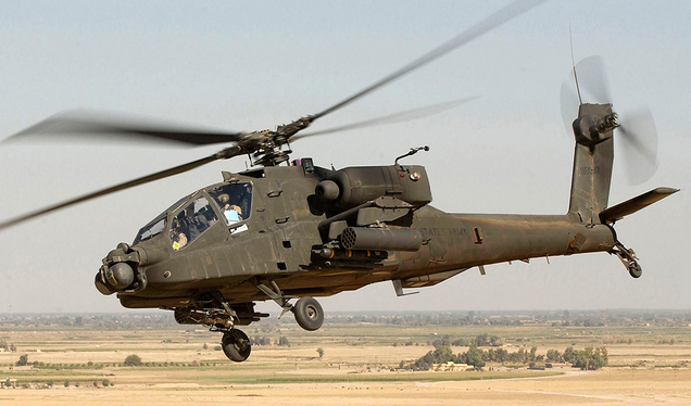 US Army AH-64 Apache attack helicopters, like this one photographed in Iraq in 2005, helped clear Iraqi radar defenses on the opening night of the air assault (US Army)